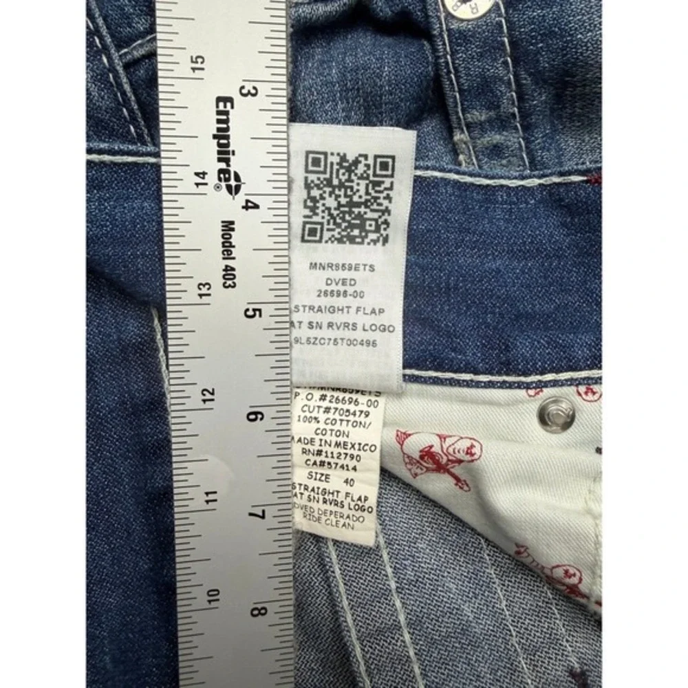 True Religion‎ Mens Straight Leg Jeans Medium Wash Red Rope Stitch Size 40